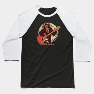 Vintage Chimpanzee Guitar Player Graphic Baseball T-Shirt